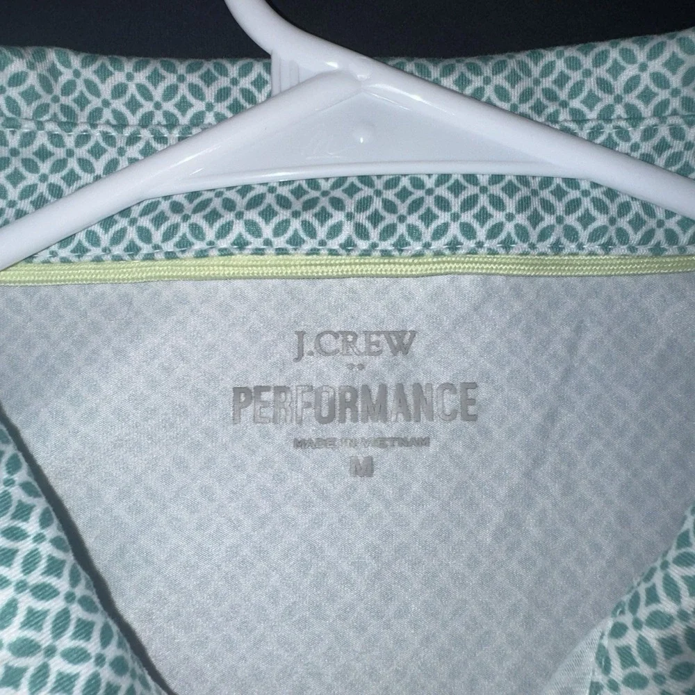 Men's Medium J.CREW Performance Polo Shirt Light Green White Short Sleeve - Picture 2 of 3
